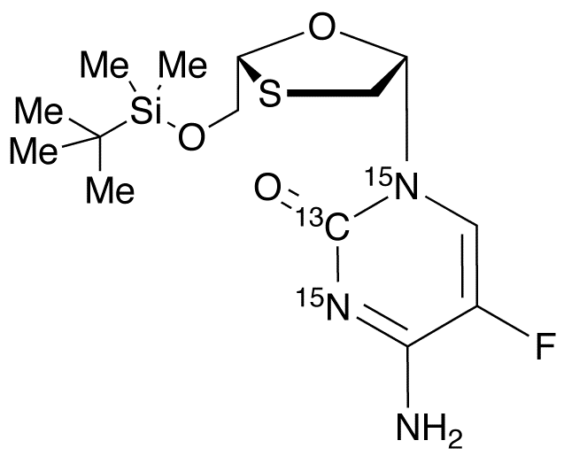 4-Amino-1-(2R,5S)-2-((tert-butyldimethylsilyloxy)methyl)-1,3-oxathiolan-5-yl)-5-fluoropyrimidin-2(1H)-one-13C,15N2
