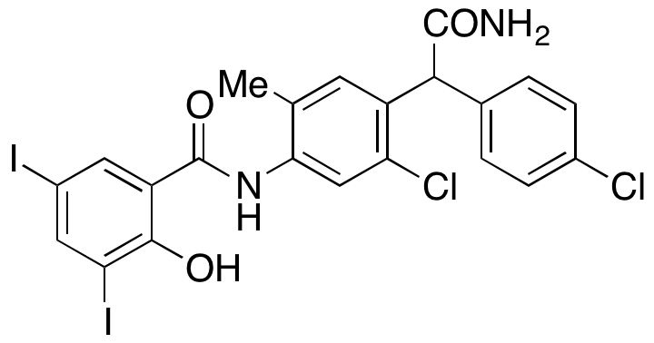 N-(4-(2-Amino-1-(4-chlorophenyl)-2-oxoethyl)-5-chloro-2-methylphenyl)-2-hydroxy-3,5-diiodobenzamide