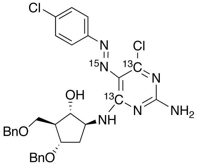 (1S,2S,3S,5S)-5-[[2-Amino-6-chloro-5-[(4-chlorophenyl)azo]-4-pyrimidinyl]amino]-3-(benzyloxy)-2-[(benzyloxy)methyl]-cyclopentanol-13C2,15N